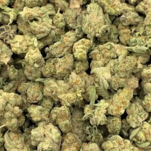 Close-up of Grapes and Cream THCa Flower, highlighting the strain's unique characteristics and trichome structure